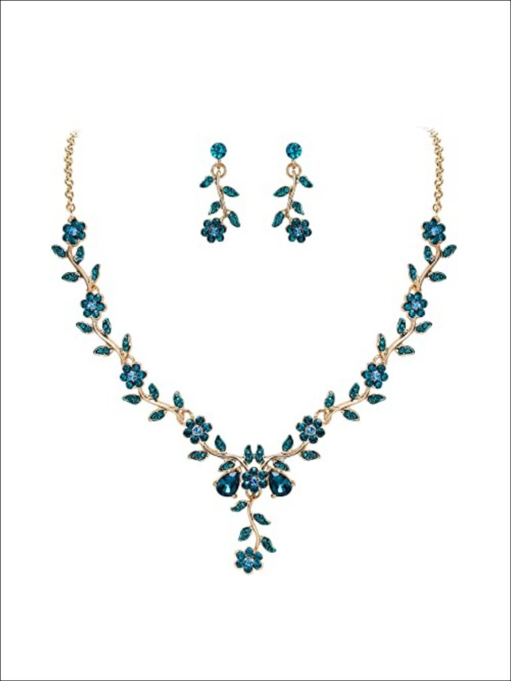 Crystal Bridal Jewelry Set Necklace Earrings Wedding Prom
